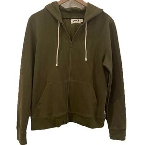 Pact Hoodie Sweatshirt Womens Size L Olive Green Organic Cotton Hooded Zip Up